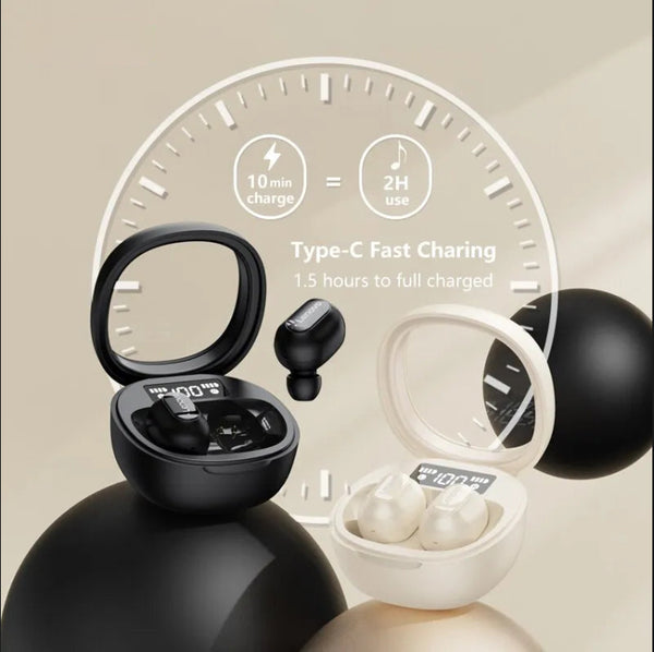 Experience the freedom of true wireless stereo with these smart earbuds, complete with a digital display on the charging case