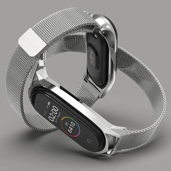 "Stainless Steel Milanese Bracelet Strap for Xiaomi Mi Band 4, 5, 6, and 7 - Premium Metal Correa for Miband Series" combining premium materials with modern design